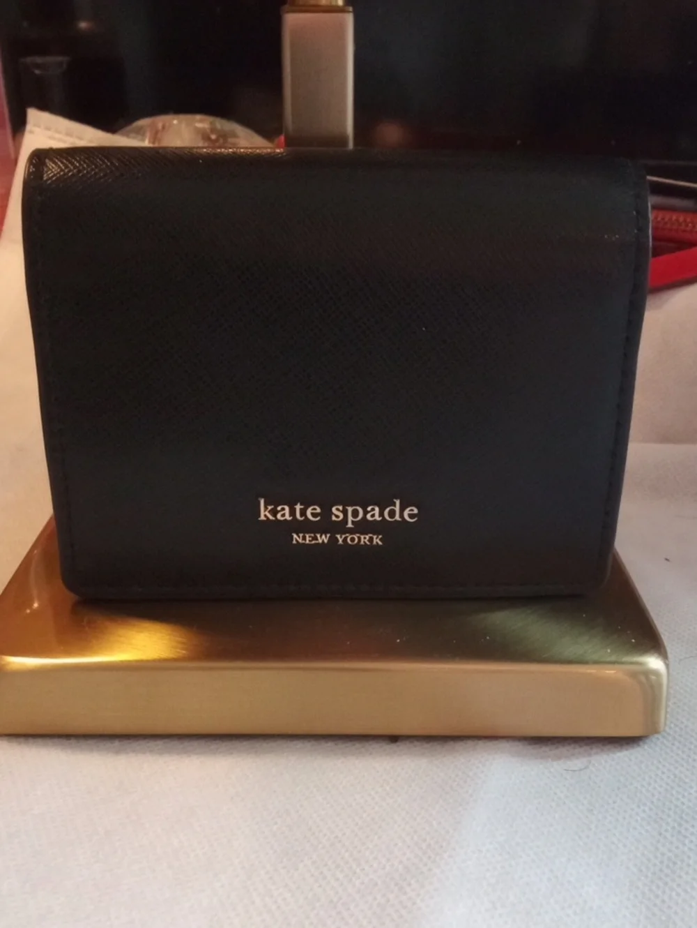 Kate Spade Black Leather Wallet Keychain